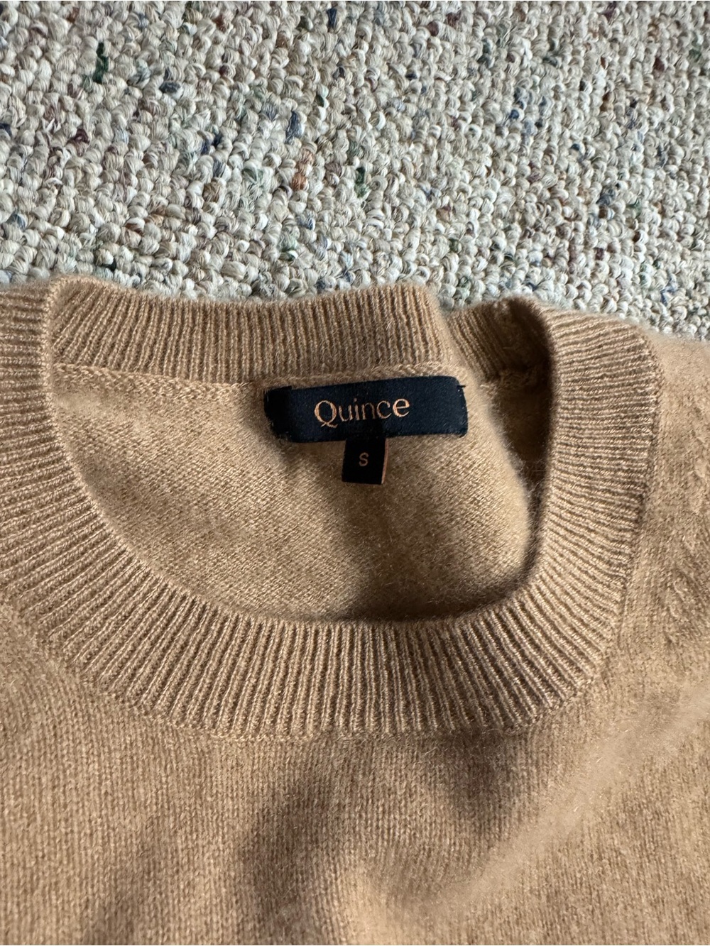 Quince Women's Crewneck Short-Sleeve Sweater in Camel - Picture 2 of 4